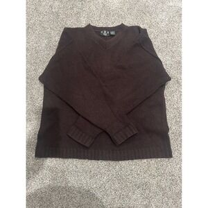 Vintage J. Riggins Sportswear Brown Lambswool Blend V-Neck‎ Sweater Mens Large